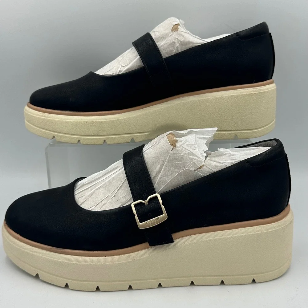 Dr. Scholl's Nice Max MJ Mary Jane Black Platform Buckle Loafers Chunky Goth 8.5